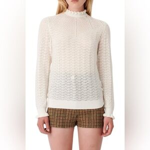 Maje Ruffle Knit Sweater - Size 1 (small)